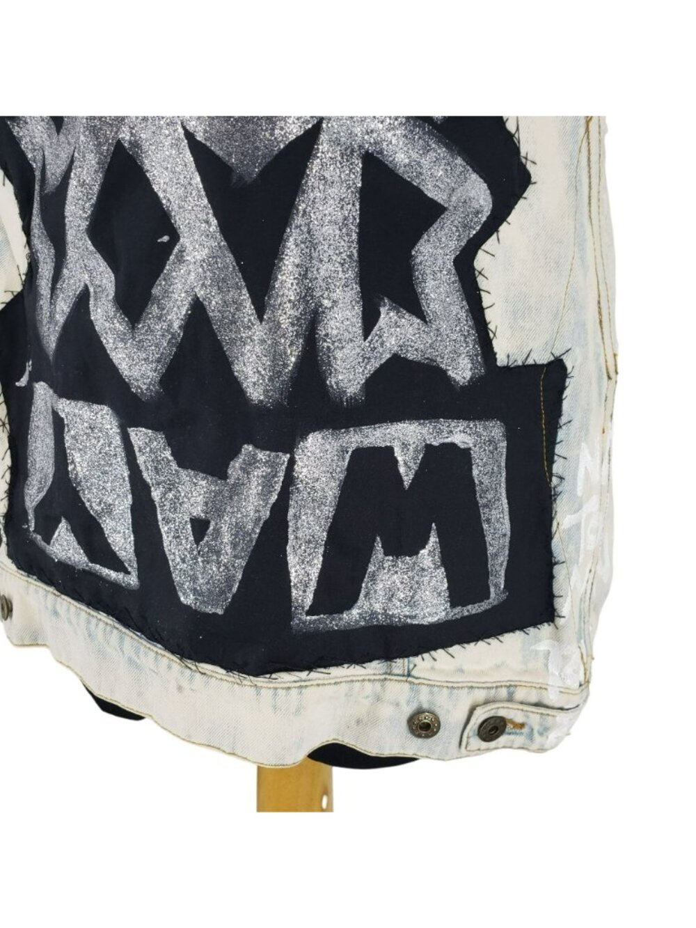 Faith Connexion $985 White Denim Vest Graffiti Print Punk Art to Wear DIY - Picture 6 of 16